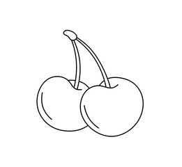 Vector isolated two pair cherry bearries on a twig  colorless black and white contour line easy drawing