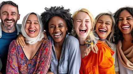 Happy friends smiling together, embodying youth and friendship in a casual, fun moment