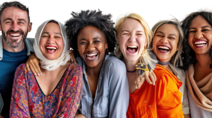 Happy friends smiling together, embodying youth and friendship in a casual, fun moment