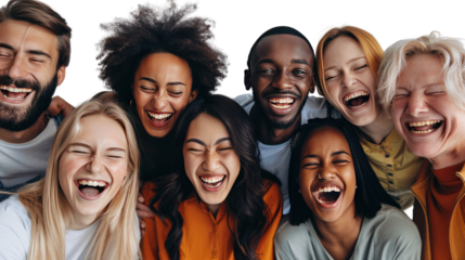 Happy friends smiling together, embodying youth and friendship in a casual, fun moment