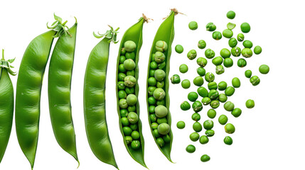 photograph of Green peas, beans, mung beans, Isolated on a transparent background.