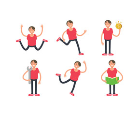 boy characters in different poses vector set