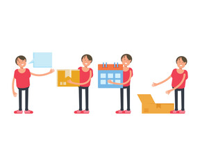 Obraz premium boy characters in different poses vector set