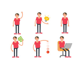 boy characters in different poses vector set