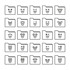 funny folder emoticons set vector illustration