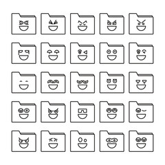 smile and happy folder emoticons set vector illustration