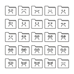 bored and sad folder emoticons set vector illustration