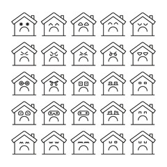 bored home emoticons set vector illustration