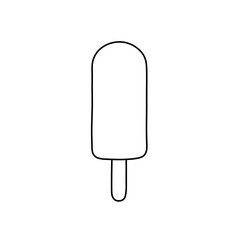 Vector isolated one single popsicle ice cream on a stick  shape colorless black and white contour line easy drawing