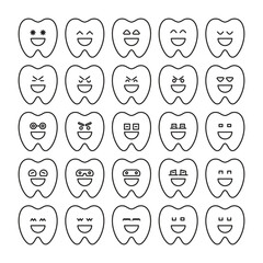 smile tooth emoticons set vector illustration