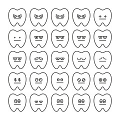 smile tooth emoticons set vector illustration