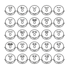 amazed and stun bun emoji icons set vector illustration