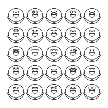 happy bun emoji icons set vector illustration