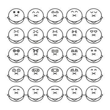 mute bun emoji icons set vector illustration
