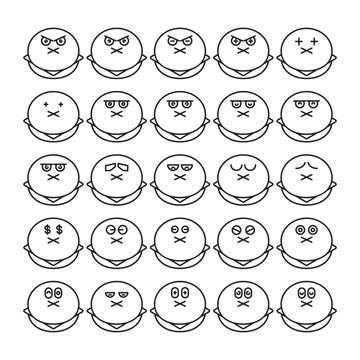 mute bun emoji icons set vector illustration