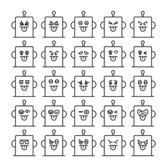 cheeky robot emoticons set vector illustration