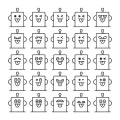 cheeky robot emoticons set vector illustration