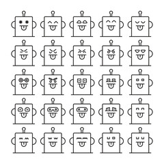 cheeky robot emoticons set vector illustration