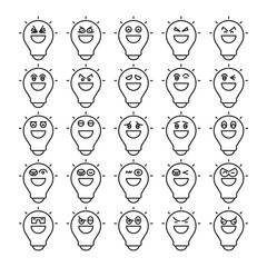 smile light bulb emoticons line illustration