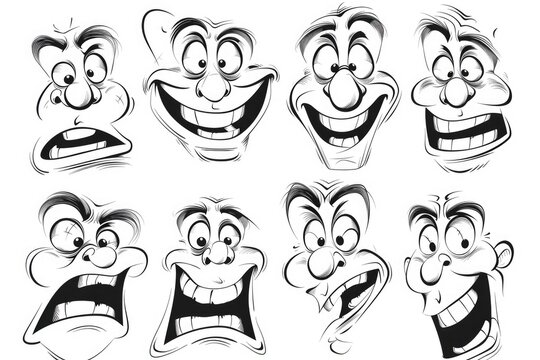 Collection of cartoon faces showing various emotions. Ideal for design projects