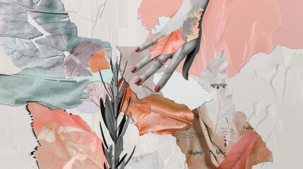The hand hit to covid-19 collage banner. Modern illustration.