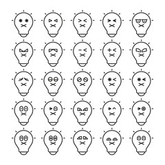 mute light bulb emoticons line illustration