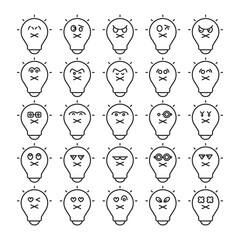 mute light bulb emoticons line illustration