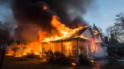 Fototapeta na wymiar Fires started around a house