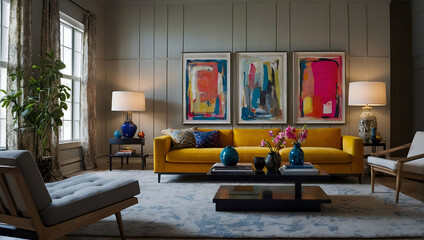 This living room is an artful escape, perfect for the design enthusiast