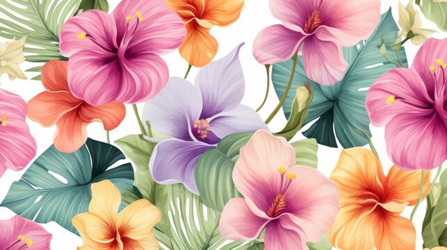 Floral wallpaper collection tropical flowers
