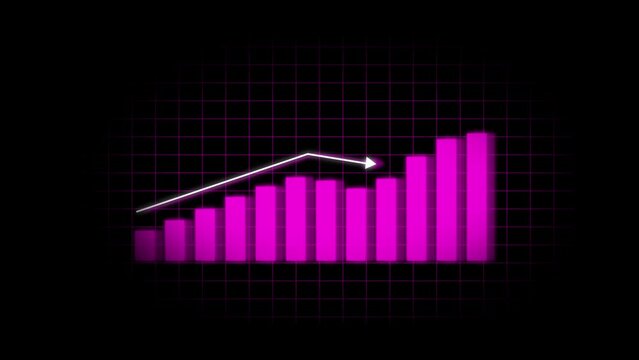 Business graph or chart animated with arrow symbol. Analysis stock market graph. Graph, chart, bar showing business condition.