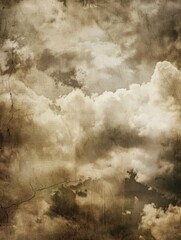 Grunge Clouds Background. Vintage Stained Paper Texture in Abstract Grunge Style