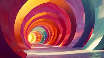 3D Geometric Portal of Colorful Infinite Possibilities in Surreal Digital Art