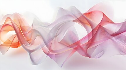 Elegant Abstract Wave Design in Pink and Orange Shades on White Background with Soft Lighting and Depth of Field Effect