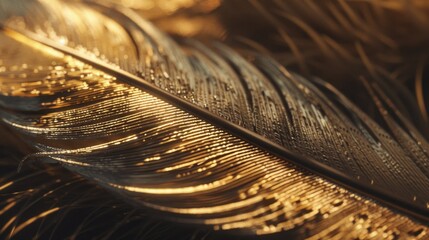 Close up of a feather on a table, perfect for various design projects
