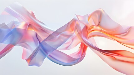 Fluid Pastel Ribbons in 3D Space - Graceful Movement and Feminine Beauty