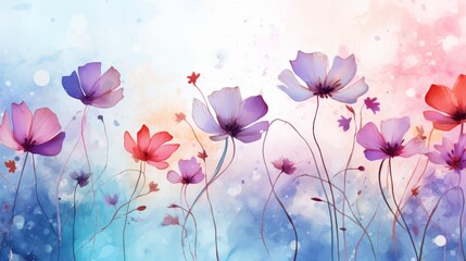 Fototapeta na wymiar flowers with watercolor background