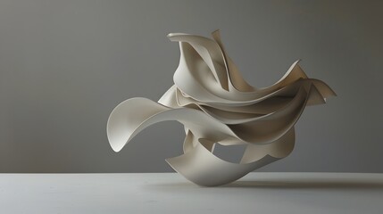 Elegant Paper Sculpture: A Graceful 3D Abstract Form Defying Gravity