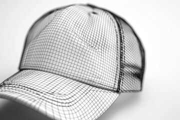 Black and white photo of a baseball cap, suitable for sports and fashion concepts - obrazy, fototapety, plakaty