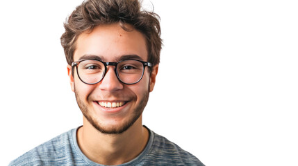 Portrait of a smiling man with glasses isolated on transparent background - obrazy, fototapety, plakaty