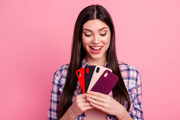 Close-up portrait of her she nice-looking attractive cute charming lovely cheerful cheery...