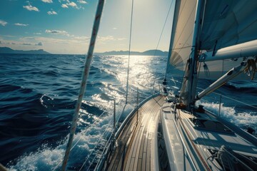 A peaceful ocean view from a sailboat. Suitable for travel and adventure concepts