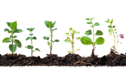 Plant stages--Plant evolution. Isolated on transparent background.