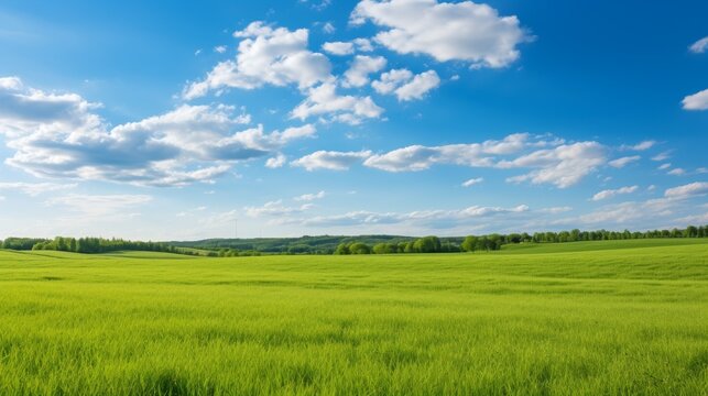 Green field with blue sky 