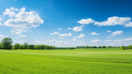 Fototapeta premium Green field with blue sky 