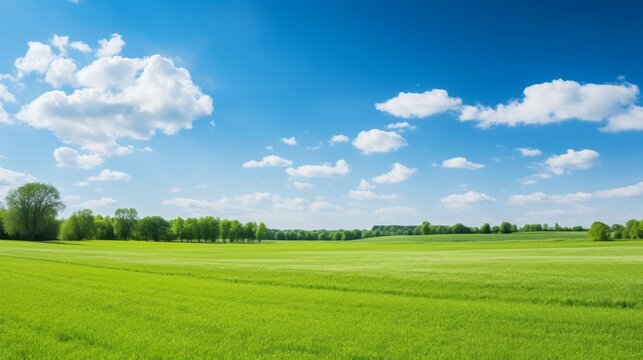 Green field with blue sky 