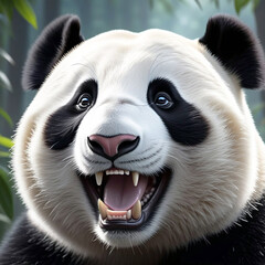 Portrait of a giant sitting panda with its mouth open 19