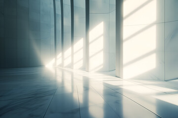Fototapeta premium 3d futuristic room, architectural background with incident light from outside