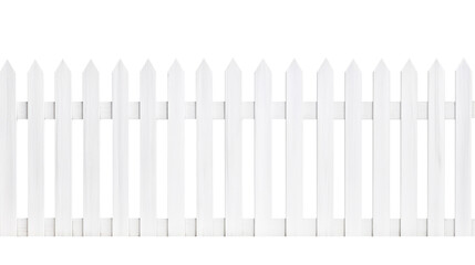 White wooden fence on transparent background.