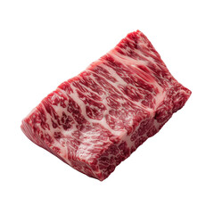 A high-quality image of a fresh, marbled beef steak isolated on a transparent white background